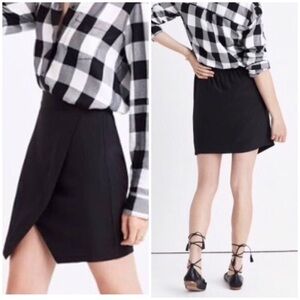Madewell Parkway Skirt XS Silk Black Mini elastic wrap casual